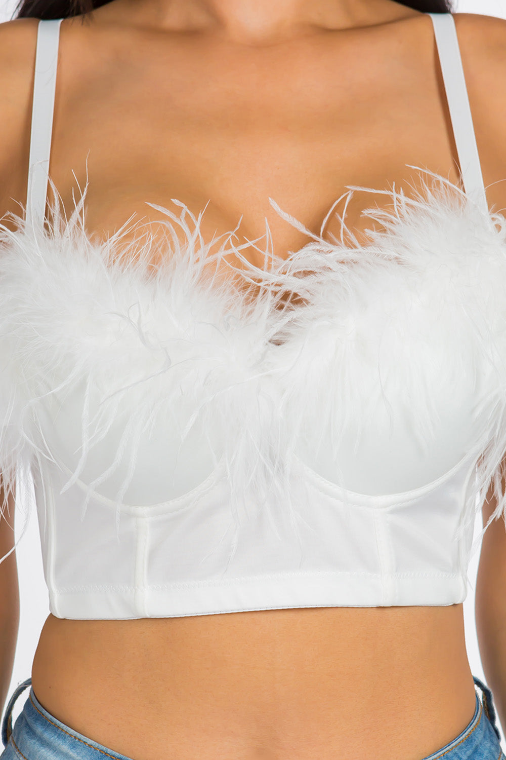 Feathered Glam Crop Top
